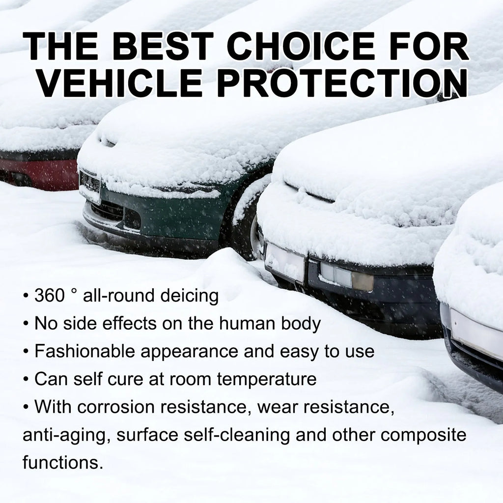 Compact hydrophobic nano coating car snow brush with a built-in detailing tool on a white background