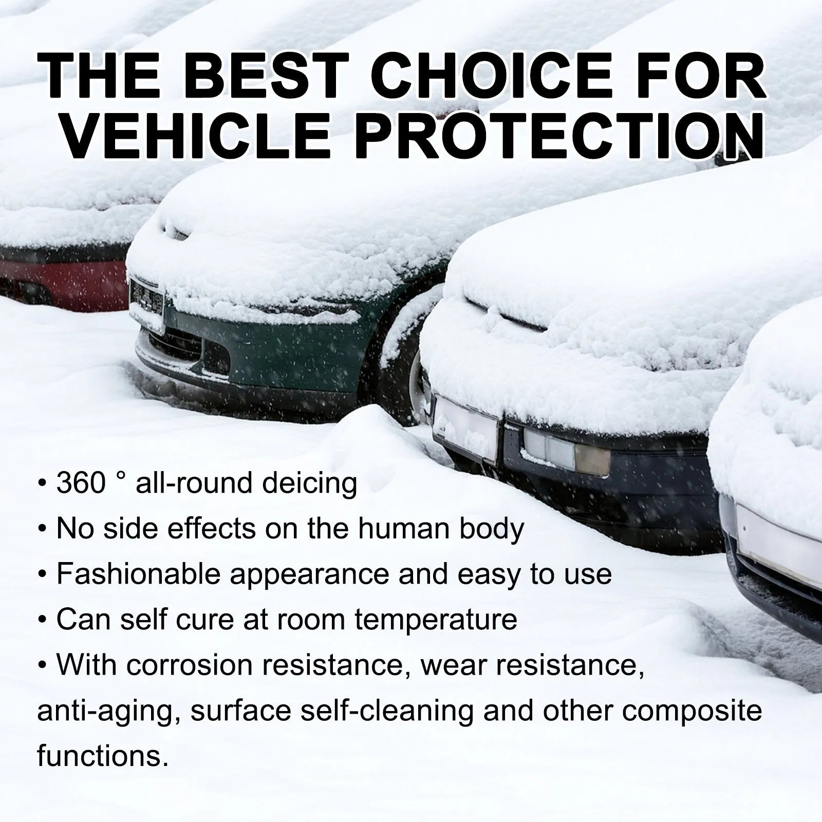 Compact hydrophobic nano coating car snow brush with a built-in detailing tool on a white background