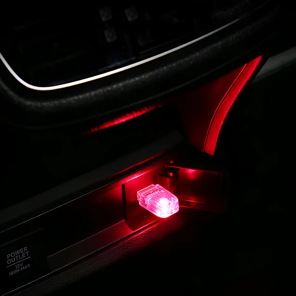 Car USB LED ambience light with touch controls and voice activation for interior illumination