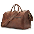 Men's large genuine leather crossbody bag in brown shown with dimensions