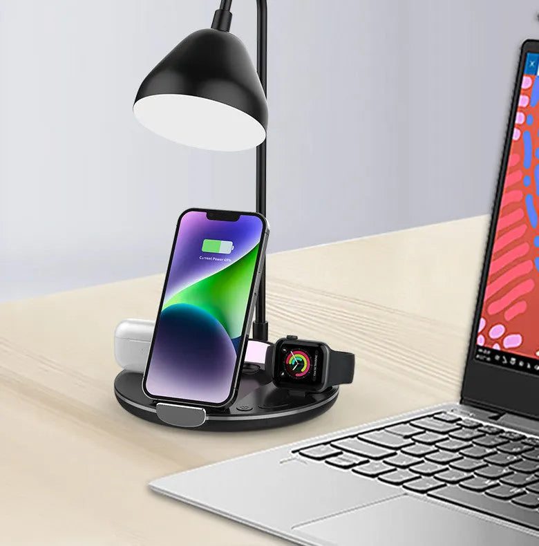 Magnetic folding wireless charger in black or white with tri-fold design