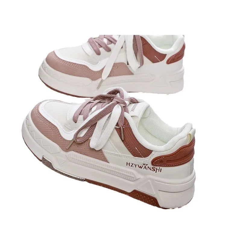 Children's beige thick sole height increase shoes with cross shoulder straps and lace-up front
