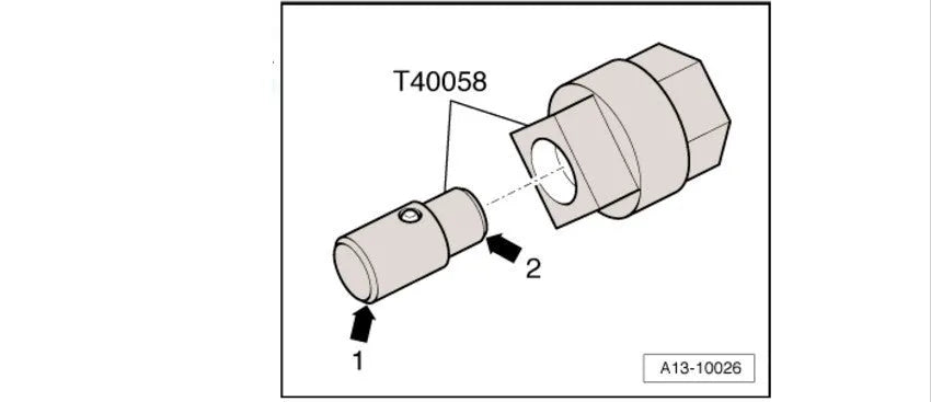 Aodi T40058 crankshaft rotating sleeve adapter with directional arrows for engine timing tool installation