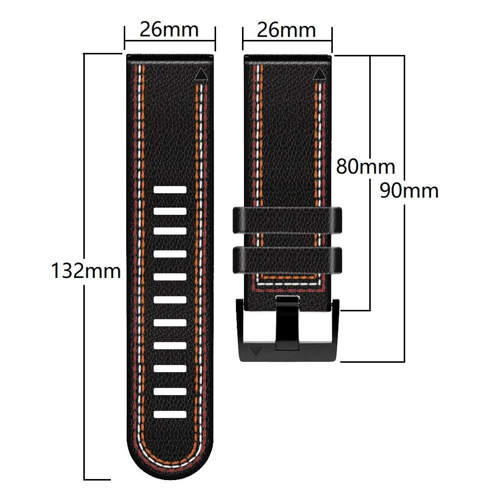 Silicone leather quick-release watchband for Garmin Fenix watches in black, coffee, light brown, or white.