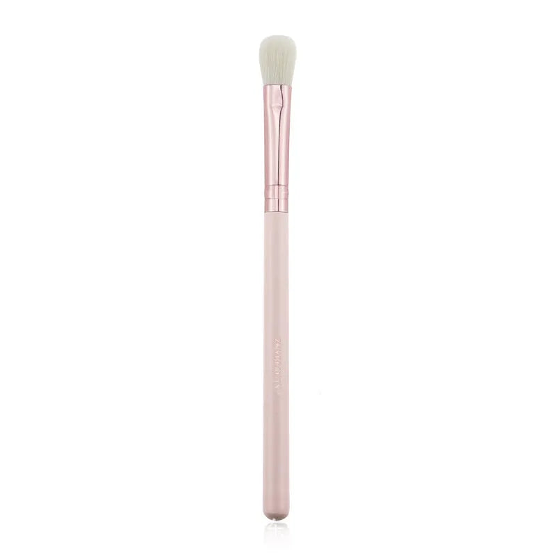 26 piece pink wooden handle makeup brush set in a PU travel bag