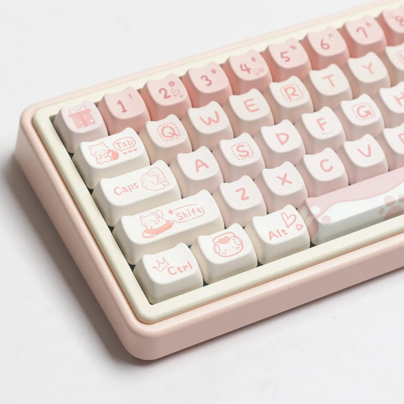 Full set of PBT mechanical keyboard keycaps showing uniform 26mm size and textured surface