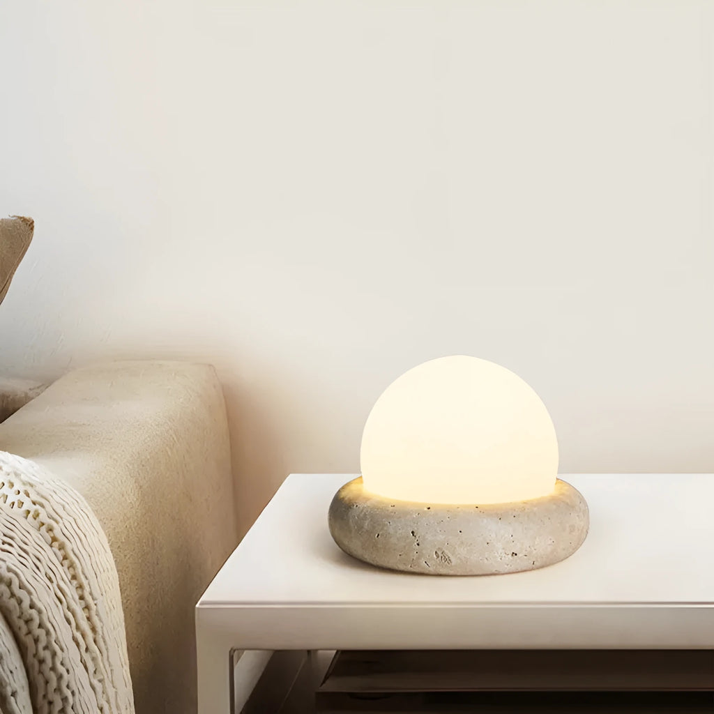Modern simple bedside night lamp with remote control, yellow cave stone light, 15.5cm diameter