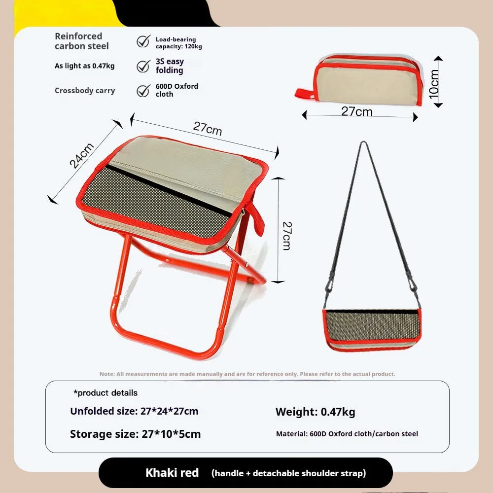 Oxford cloth folding camp stool in pencil box style with multiple colour options