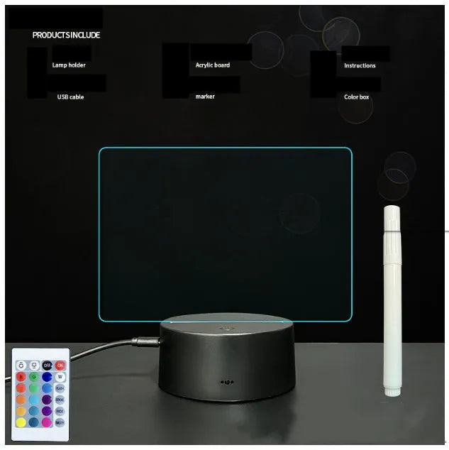 3D acrylic message board with LED night light functions and remote control