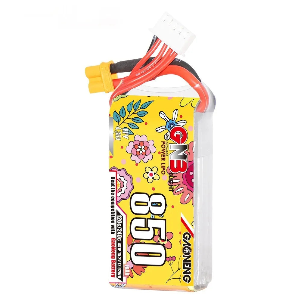 GNB 850mAh 4S 15.2V 120C LiPo battery pack with XT30 or XT60 connector for RC aircraft