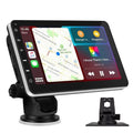 7 inch OLED car GPS navigation unit with Wireless CarPlay on a universal dashboard mount