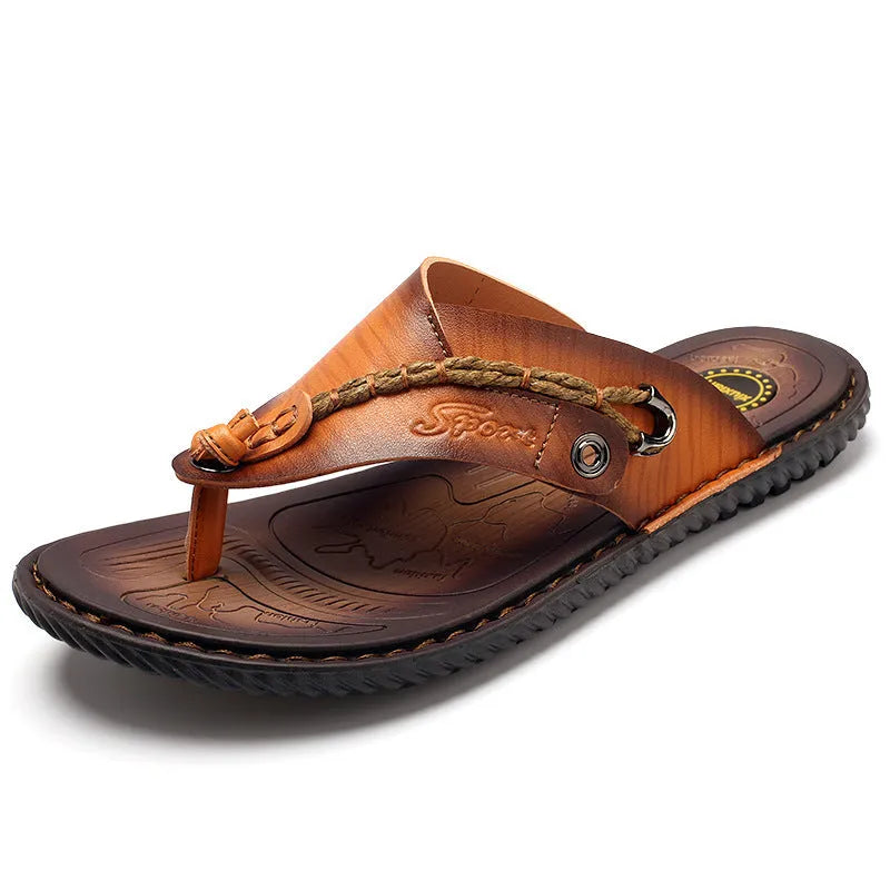 Men's non-slip PU leather slippers in multiple colours with wear-resistant soles