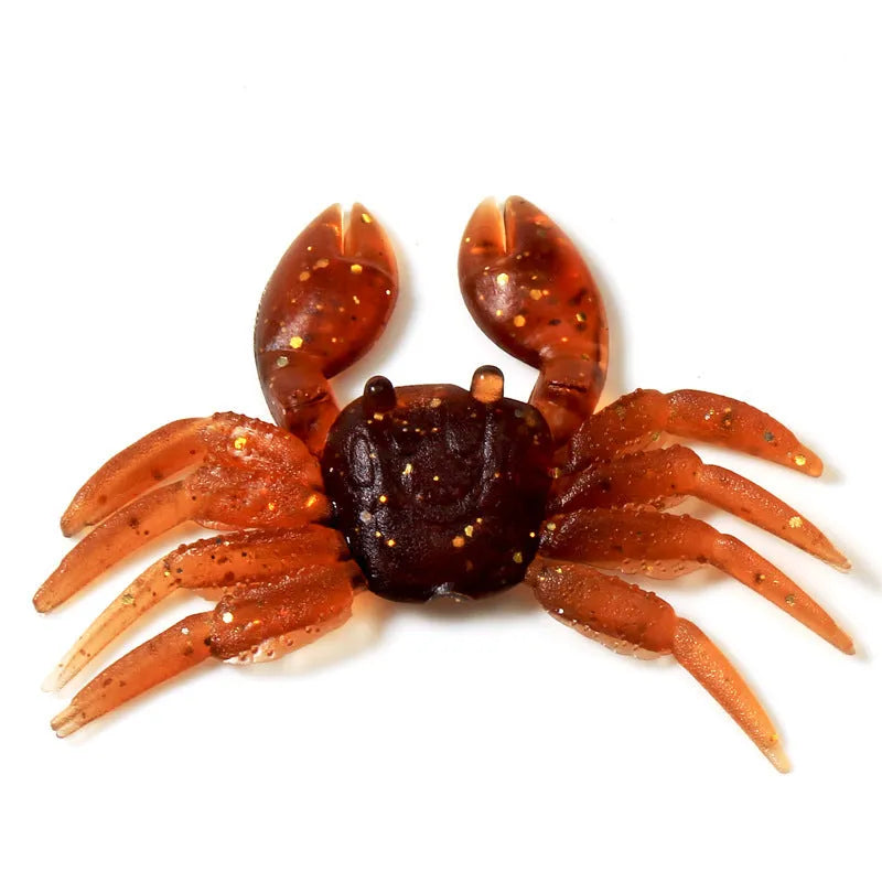 8cm PVC soft crab fishing lure in red and brown colour variations