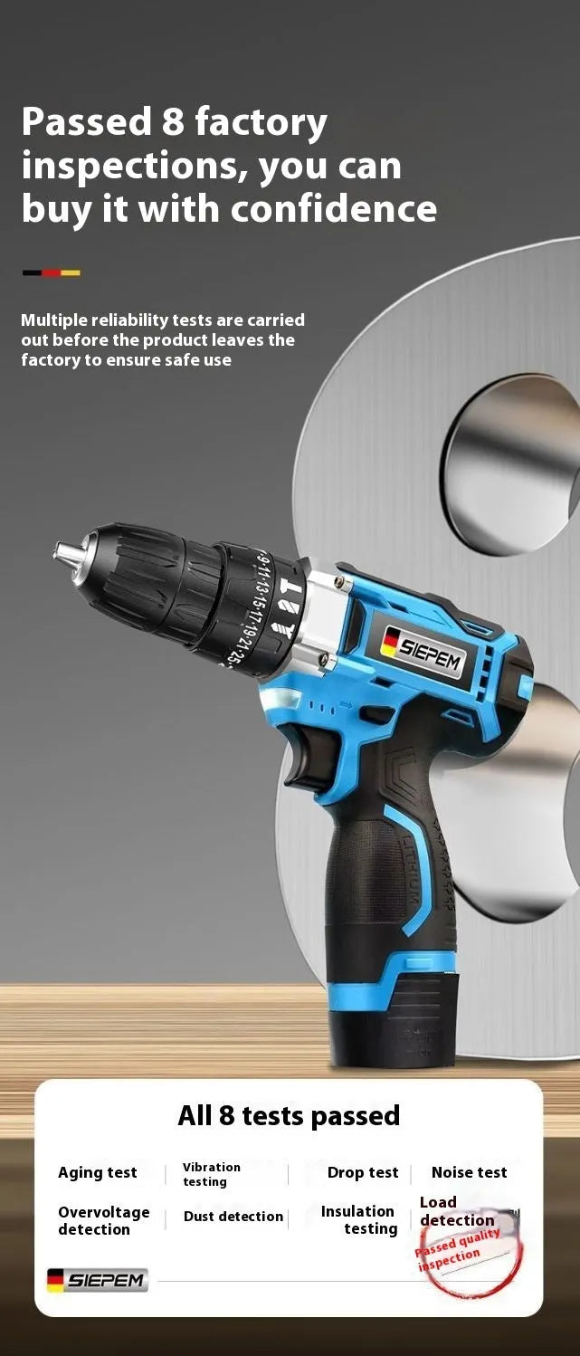 12V dual speed impact pistol drill electric screwdriver set in luxury packaging with plastic storage box