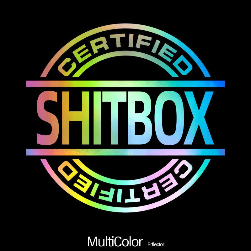 13x12cm vinyl car sticker showing colour options including metallic and glitter finishes