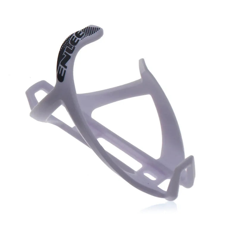 TPR plastic mountain bike water bottle cage in fluorescent yellow showing bottle retention design