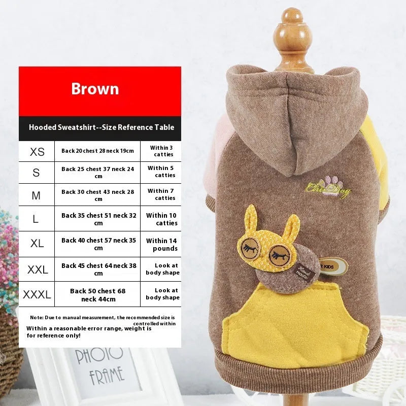Brown cotton pet sweatshirt for a dog, showing casual leisure style.
