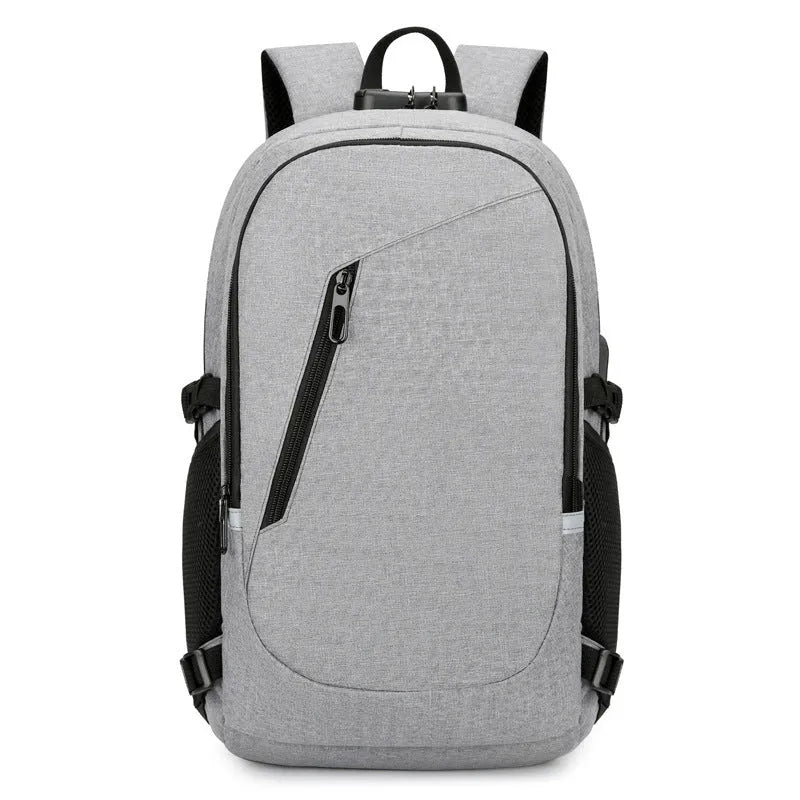 Men's solid colour Oxford cloth computer backpack with 20-35 litre capacity