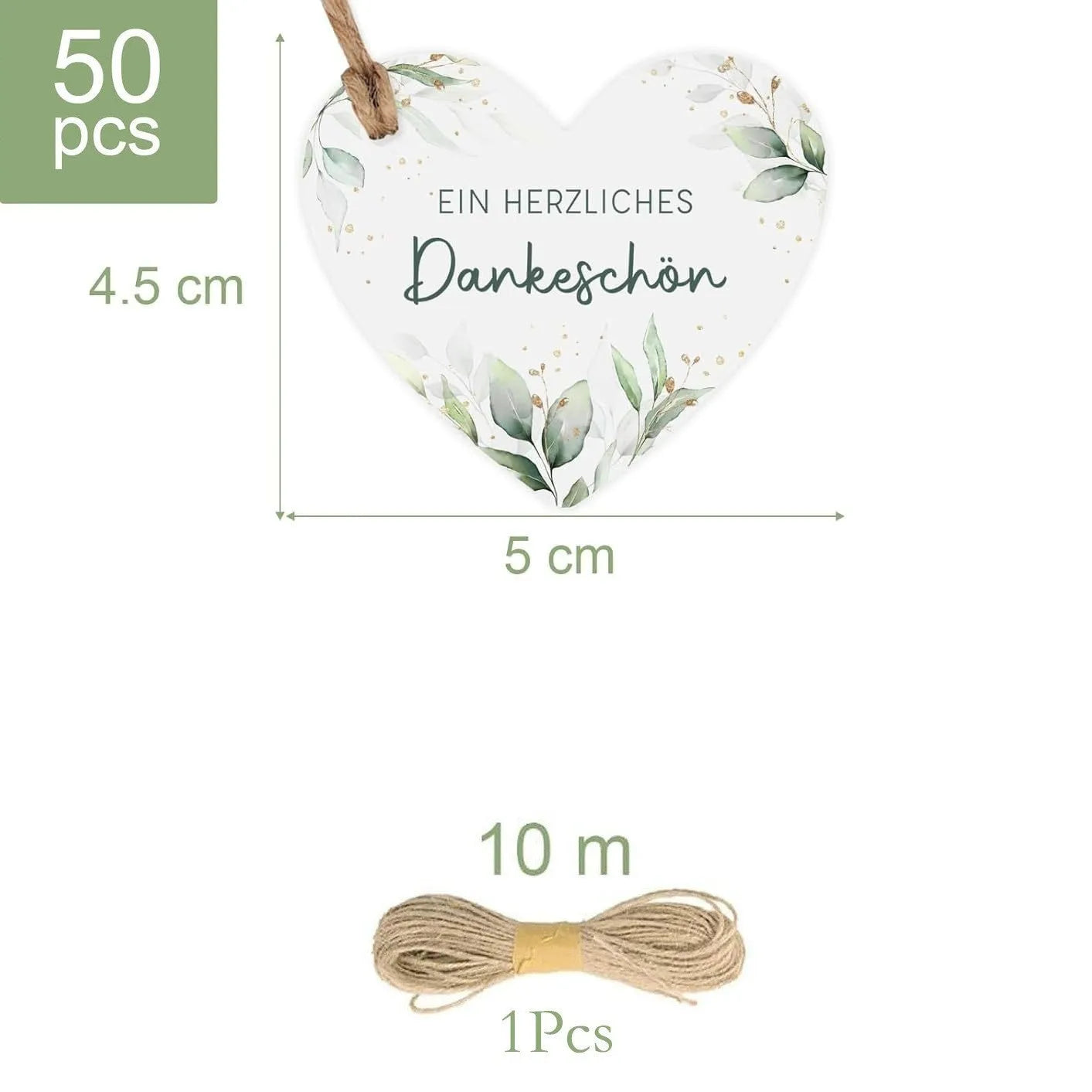 50 flower heart-shaped paper gift tags in two colour styles for present labelling