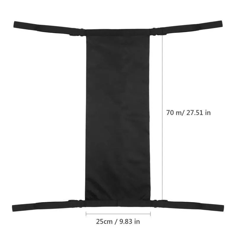 Black cylindrical pannier bag for an oxygen cylinder attached to a wheelchair.