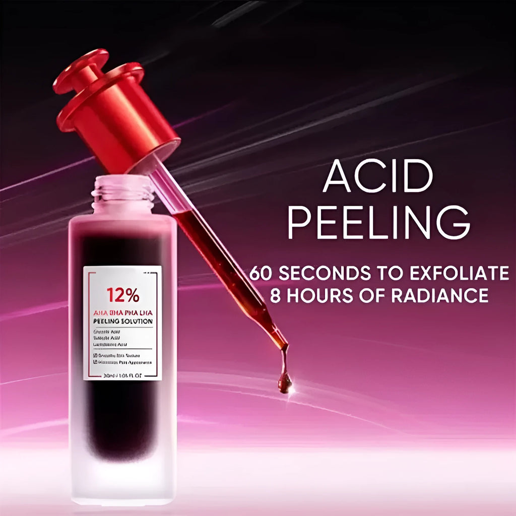 Facial exfoliating essence bottle in two sizes: 30ml Type A and 35ml Type B variants