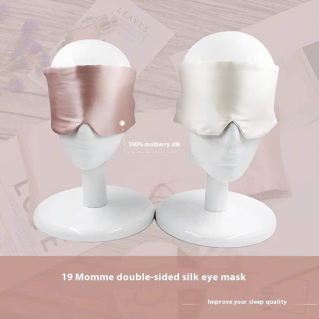 Mulberry silk sleep mask in champagne gold colour for light blocking during sleep