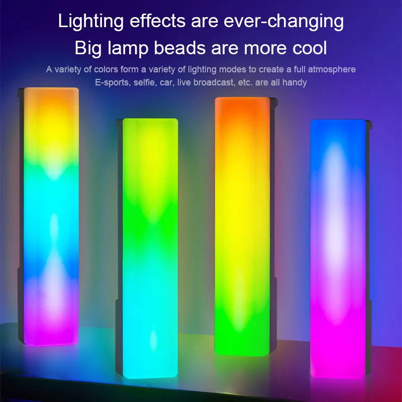 3D RGB light pick-up table top ambiance lamp in white or black shell with voice-activated rhythm lighting