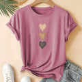 Women's pure cotton short sleeve t-shirt with art retro print in blue