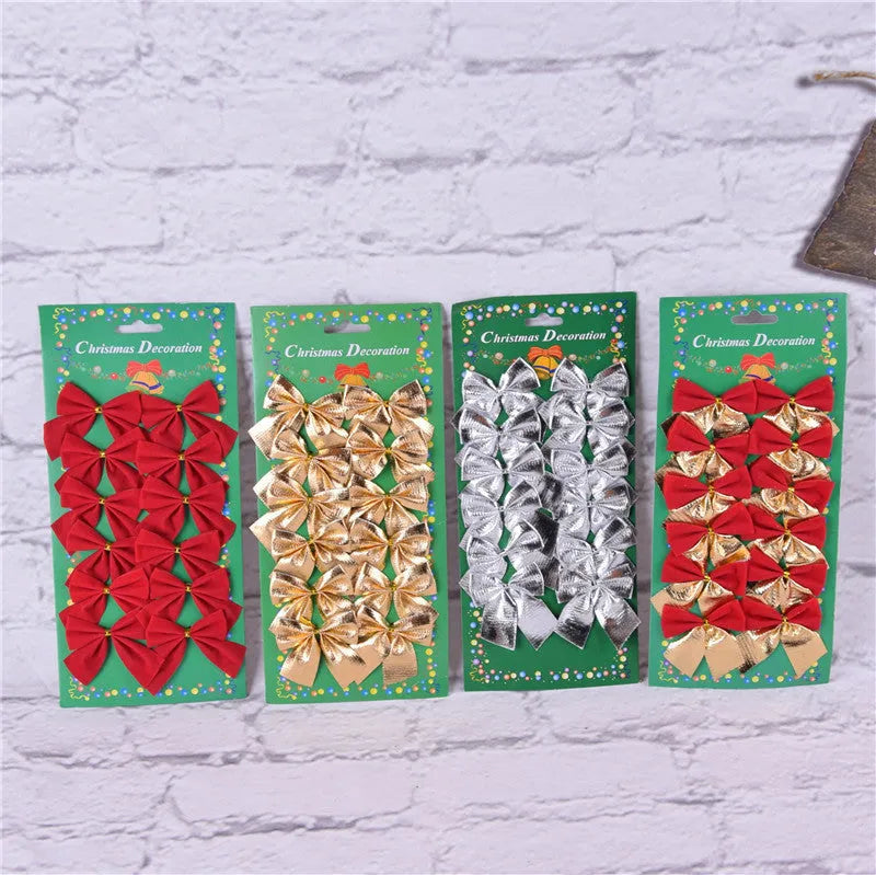 5 cm Christmas decoration bow in polyester material with red, gold, silver, and red gold colour options