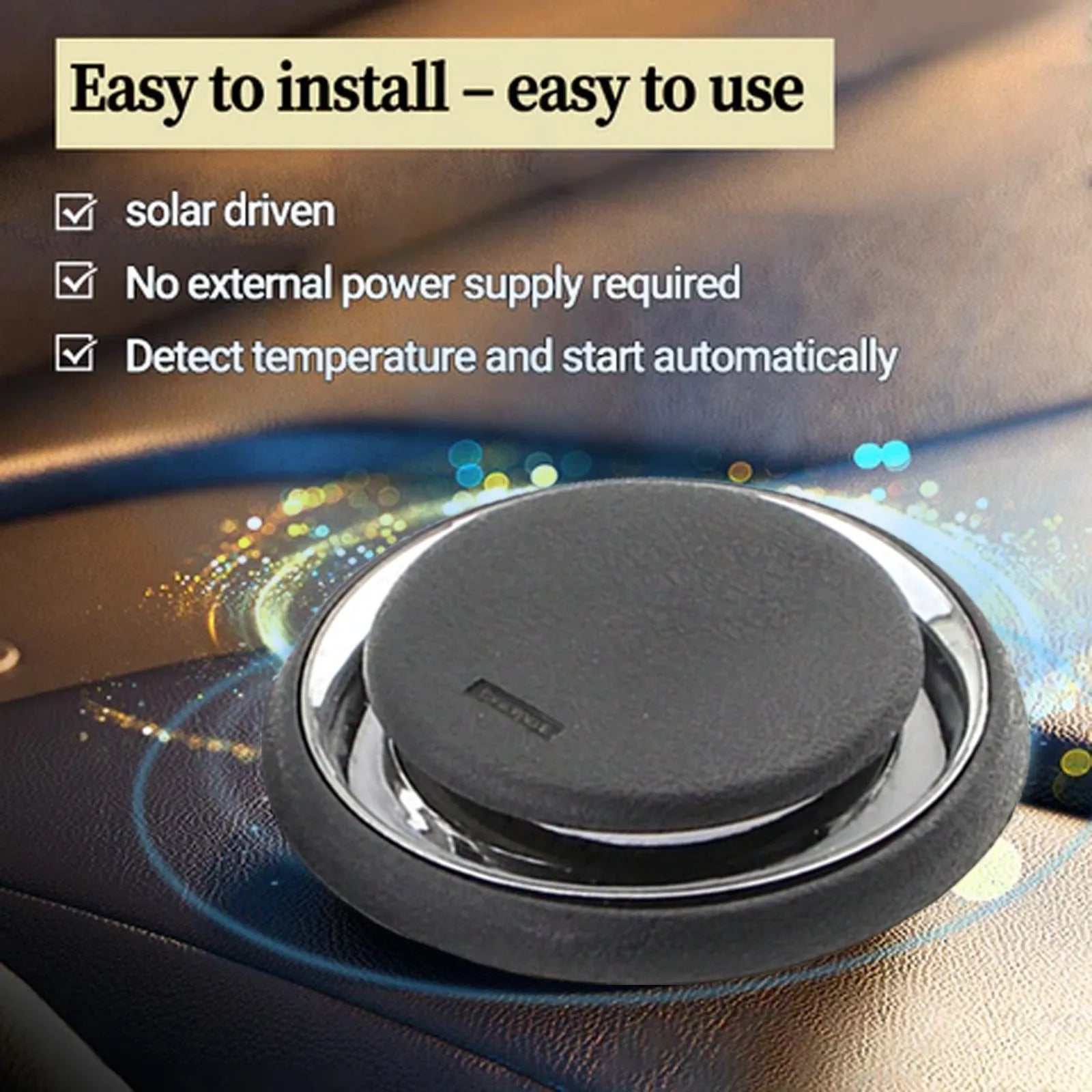 Compact black portable car deicing instrument for melting ice and snow on windscreens.