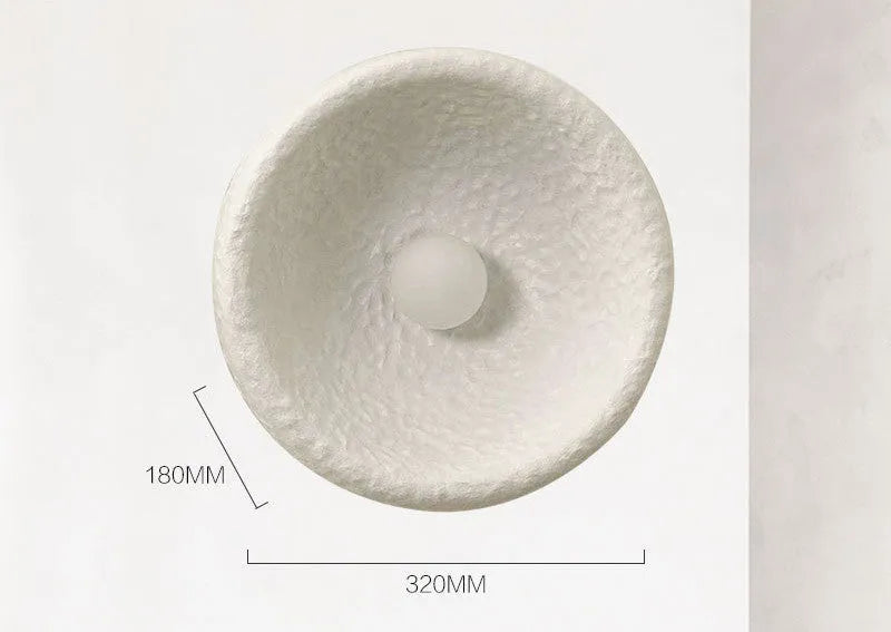 Japanese minimalist wall lamp with resin shade in 20cm, 26cm, or 32cm diameter