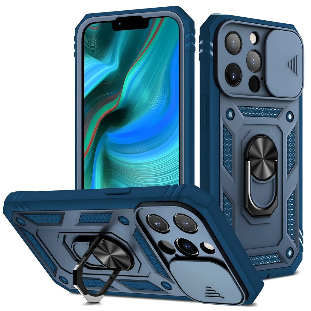 Magnetic sliding window phone case for Apple iPhone in two-tone colours