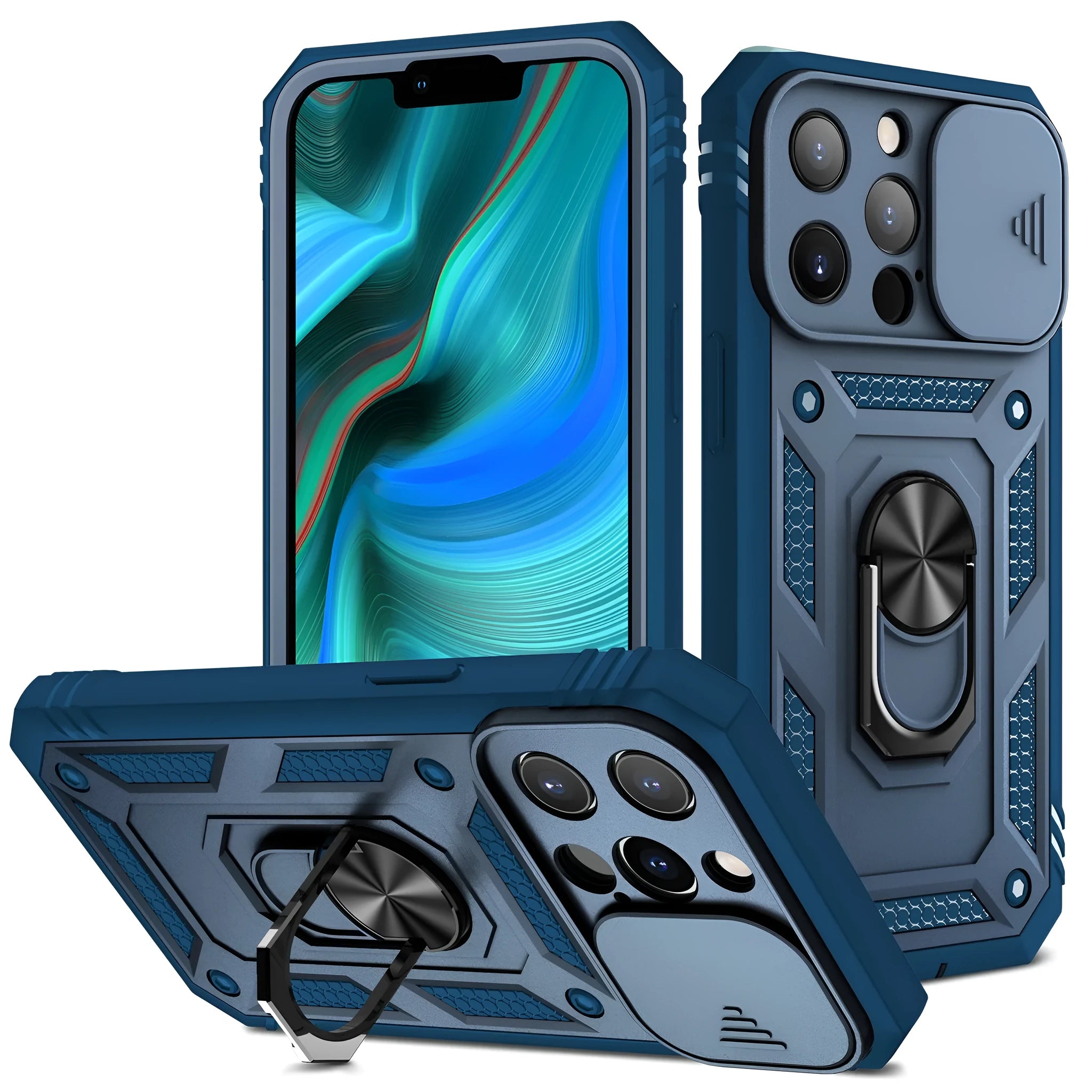 Magnetic sliding window phone case for Apple iPhone in two-tone colours