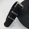 Nylon integrated watch strap in Army Green, showing 20mm and 22mm width options
