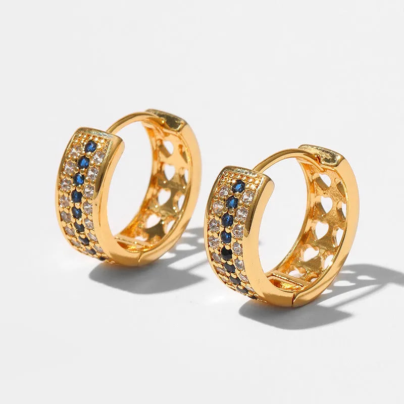 Women's round geometric copper earrings with 18K gold electroplating in KE1268 colour