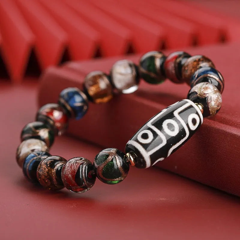 Coloured glaze bracelet with ancient five-colour snake lucky beads and auspicious patterns