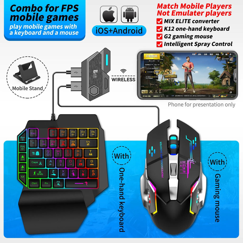 Gamwing Jiaying black USB adapter for connecting keyboards and mice to mobile phones for gaming.
