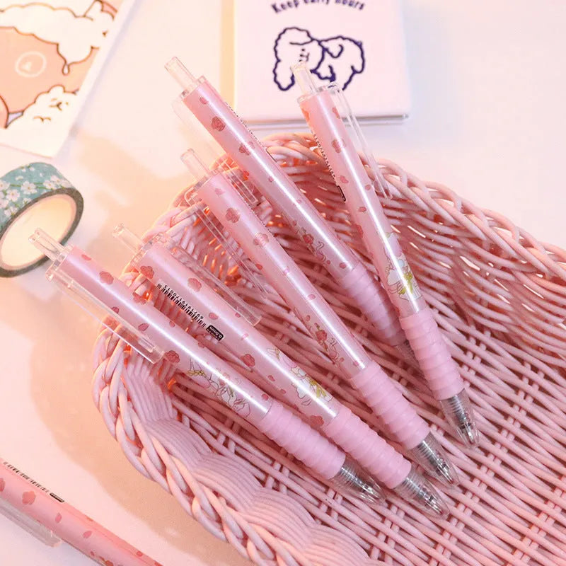 Cute peach press gel pen with kawaii design, plastic shell, 14cm length