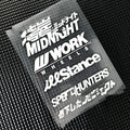Motorcycle reflective bumper sticker on PET sheet, dimensions 16cm by 11cm, showing colour options.
