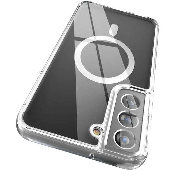 Transparent magnetic phone case for Samsung Galaxy S21 S22 S23 series with MagSafe charging compatibility