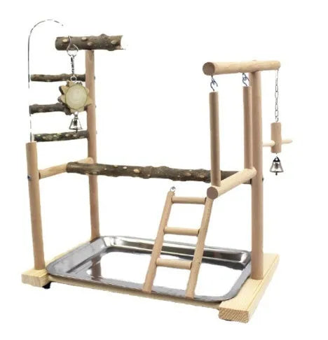 Parrot toys set with wooden tiger skin toy, peony stand, and pepper wood components for medium bird cages