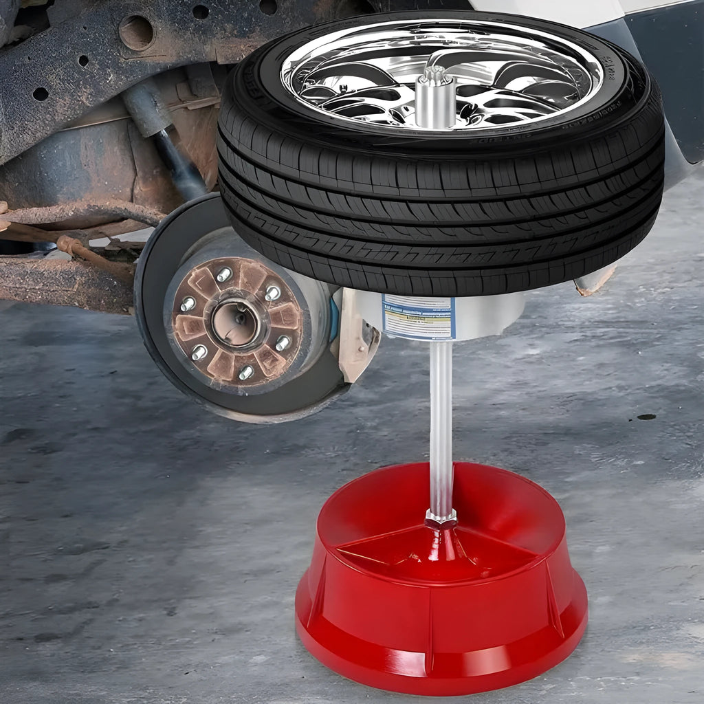 Portable hub balancer with aluminium head and bull's eye level on enamel finished base