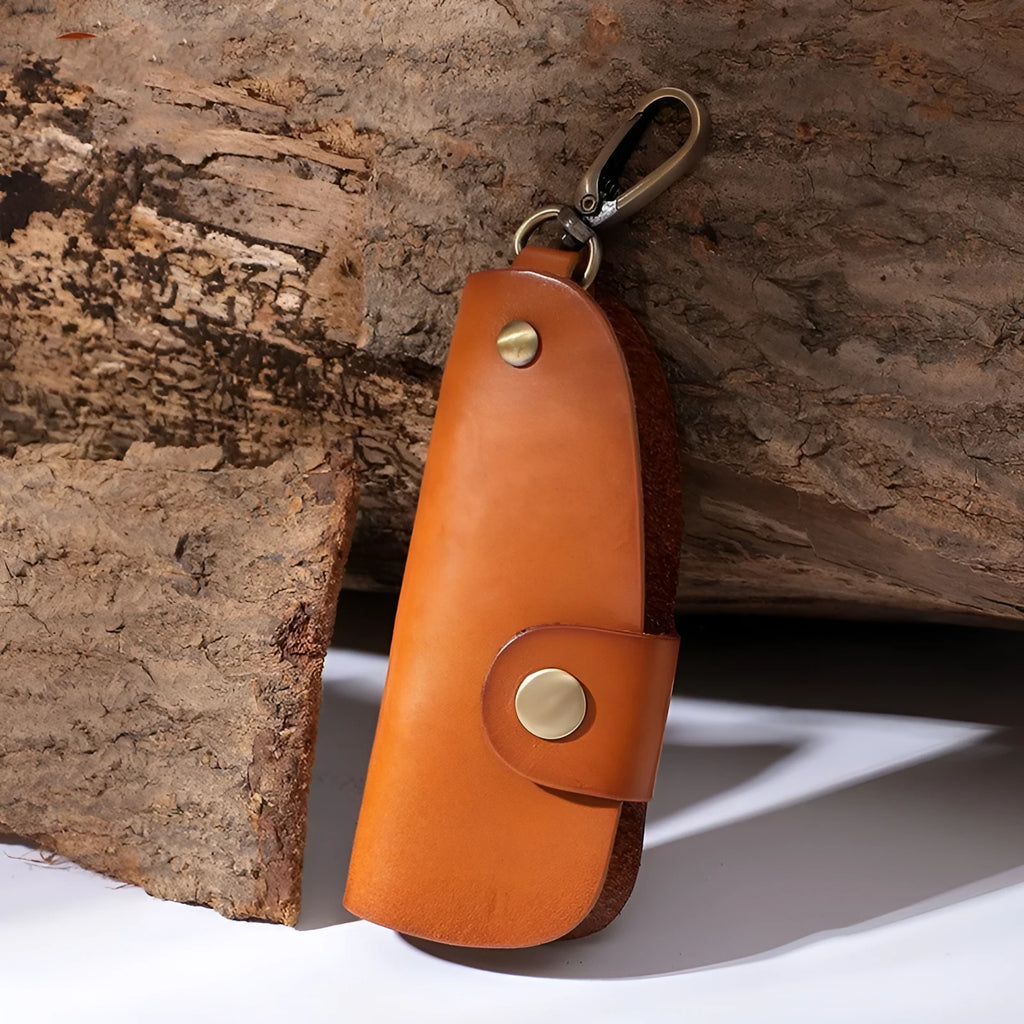 Genuine leather handmade car key case with multifunctional door storage in four colour options