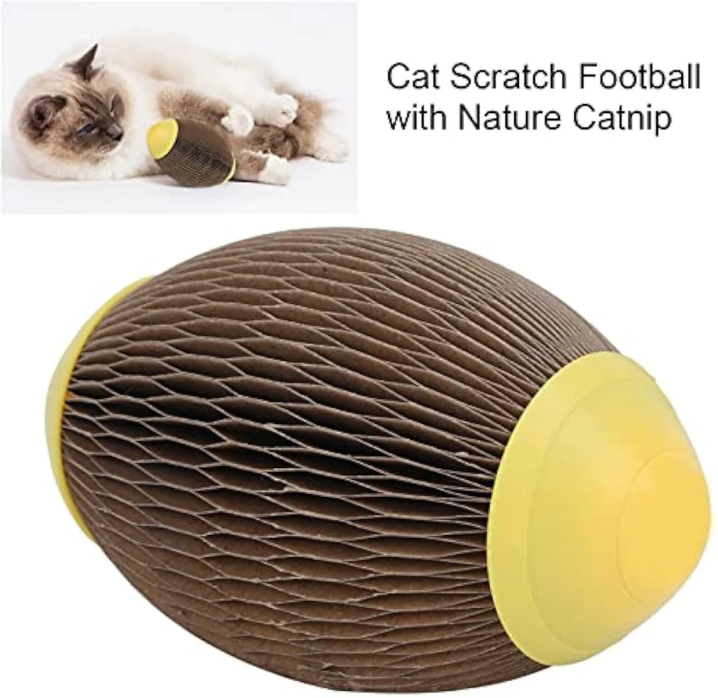 Ellipse-shaped corrugated paper catnip ball toy for scratching and play