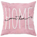 Square short velvet cushion cover with cherry blossom and letter print, 45cm size.