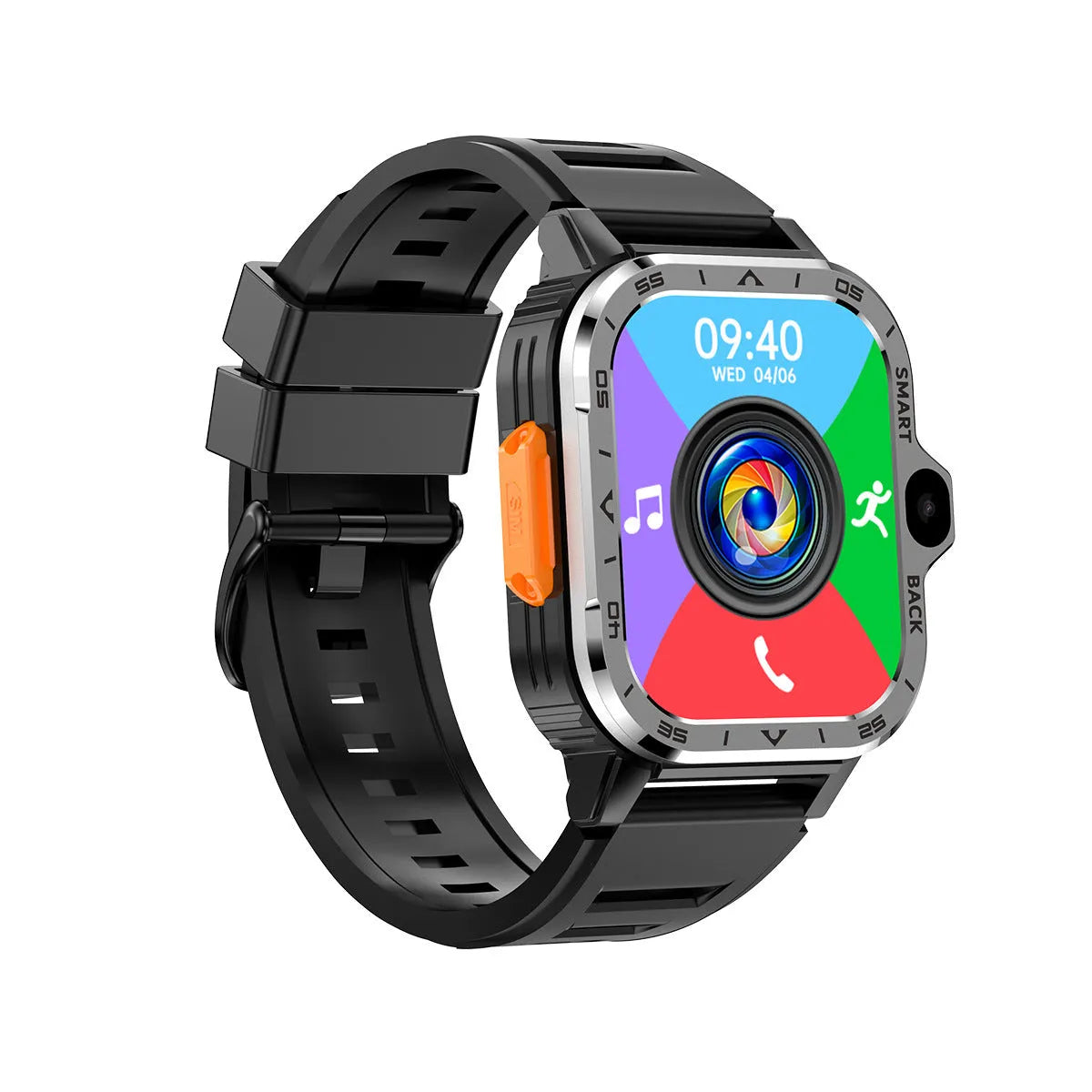 Student smart watch with TFT screen and heart rate monitoring, black version on wrist