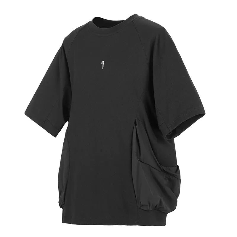 Men's loose fit grey cotton T-shirt with two large patch pockets on chest