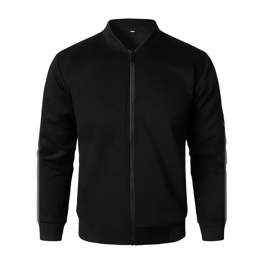 Men's loose fit cotton knitted jacket in grey with long sleeves and polyester lining