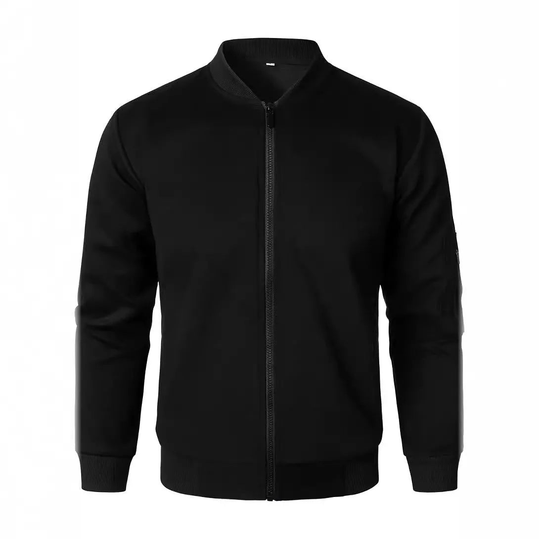 Men's loose fit cotton knitted jacket in grey with long sleeves and polyester lining