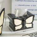 Ceramic butterfly vase and matching tissue box set in light luxury style for living room